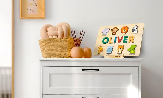 Handmade Wooden Name Puzzle, Personalized Montessori Toy, Unique Gift for Newborn or Baby Shower, Nursery Decor, Kids Birthday