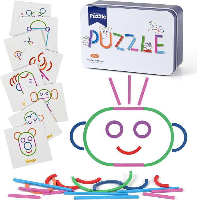 STEM Montessori Puzzle Toy for Kids– Creative Shape Matching & Ring Stacking Set, Hands-On Learning Educational Game for Fine Motor Skills, Preschool Classroom Essentials Ages 3-6 by ISMETACU