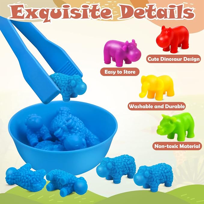 GKDOMS Counting Animals Toy Matching Game with Sorting Bowls Preschool Learning Activities Montessori Sensory Toy for Math Color Sorting, Party Favors Birthday Gifts for Toddlers - Image 2