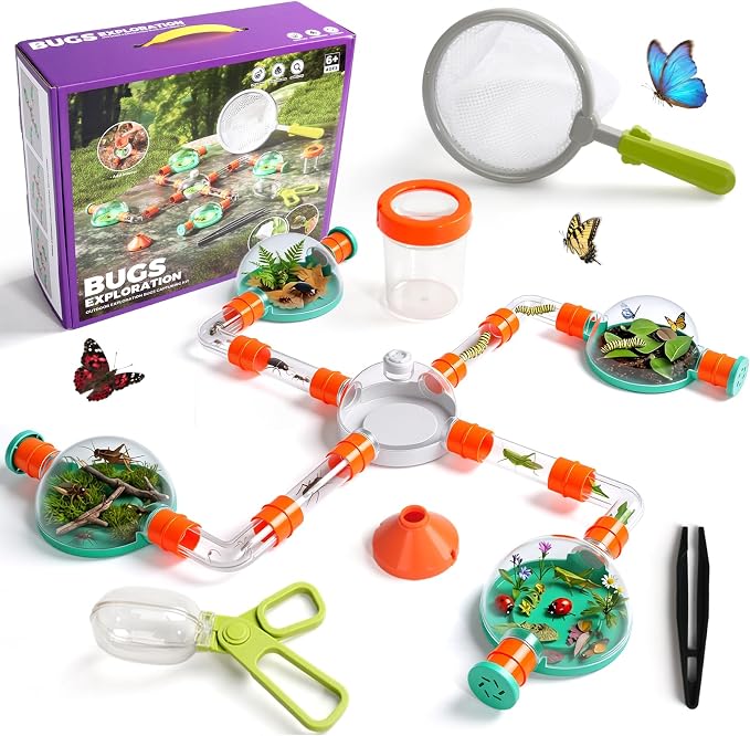 Bug Catcher Kit for Kids, Insect Catching Set with Bug Habitat, Magnifier by Zeewoo