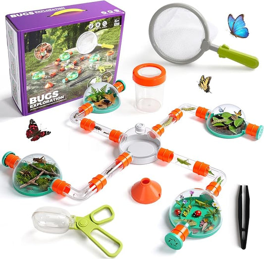 Bug Catcher Kit for Kids, Insect Catching Set with Bug Habitat, Magnifier by Zeewoo