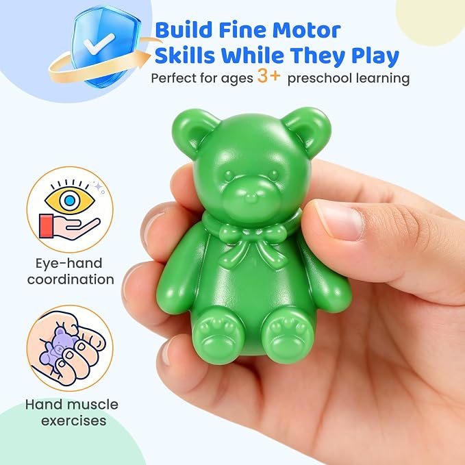 ZYFLSQ 150 PCS Counting Bears Set, 10 Color Sorting Bears Learning Toys for Preschoolers, 1 Inch Stackable Bear Counters for Kids Ages 3+, Montessori-Inspired Math Manipulatives for Classroom & Home - Image 5