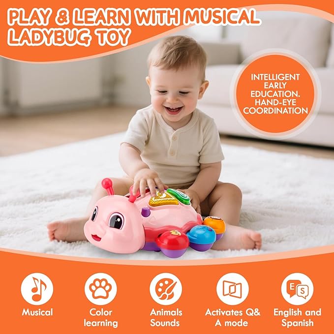 Musical Baby Toys, Infant Light up Music Toys Tummy Time Development, Crawling Toy for 6 7 8 9 10 11 12+ Month Old, Christmas Birthday Gifts for Babies Girls