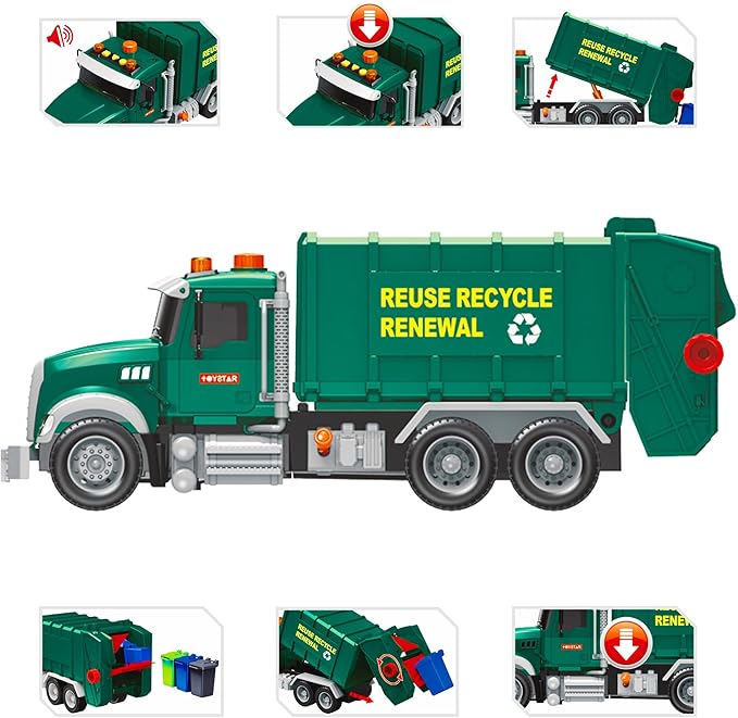 Mobius Garbage Truck Toy – Recycling Vehicle with Lights & Sounds | Educational Eco Play Truck for Kids Ages 3–7