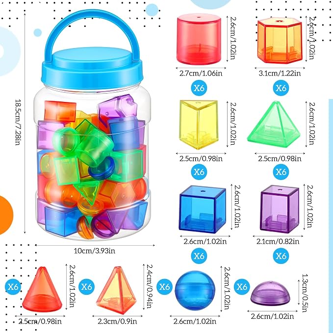 Faccito 200 Pcs Geometric Set Light Table Manipulatives Include 140 Translucent Pattern Blocks 60 3D Shape Geometric Solids with Dice for Educational Teaching Light Table Accessories - Image 2
