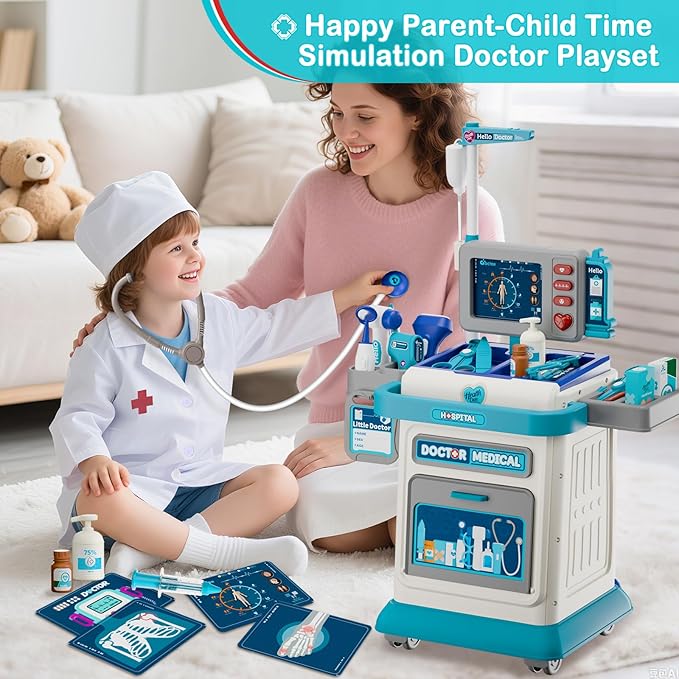 Doctor Kit for Toddlers 3-5, 26 Pcs Doctor Play Set for Kids Ages 3-8,Role Play Toy Medical Cart Doctor Toys Educational Toys for Boys & Girls Birthday Gifts
