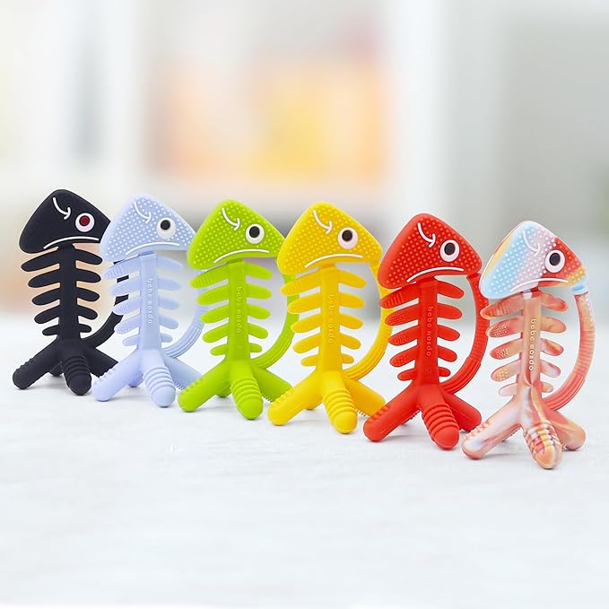 3 in 1 Infant Toys, Baby Teething Toys 3–6 6–12 Months, Teethers for Babies 0–3–6–12 Months for Teething Relief, Baby Gift, Baby Teether Toys, Silicone Sensory Toys, USA Patent Pending, Fish (Yellow)
