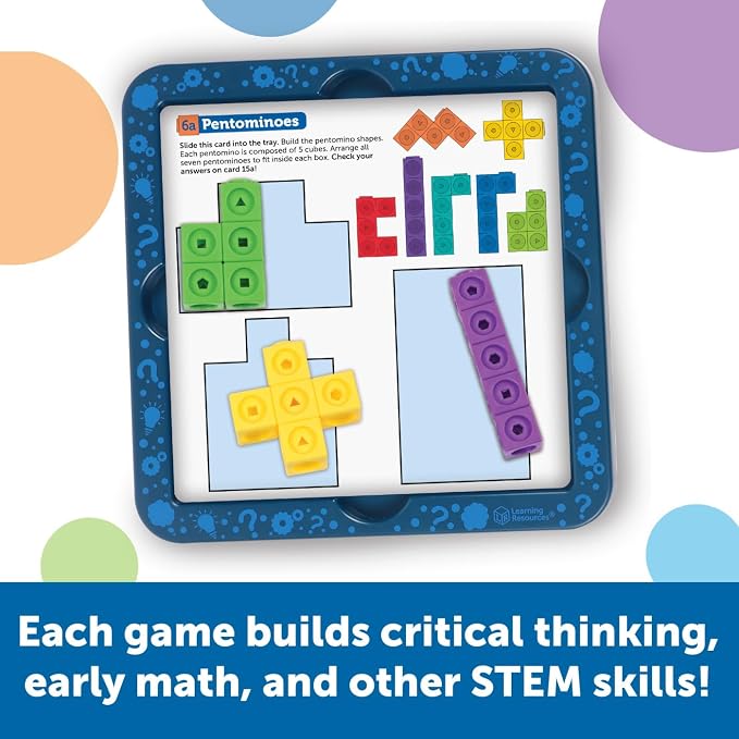 Learning Resources MathLink Cubes Brain Puzzle Challenge, 80 Pieces, Ages 5+, Classroom Must Haves, Preschool Activities, Teacher School Supplies, Math Manipulatives - Image 3