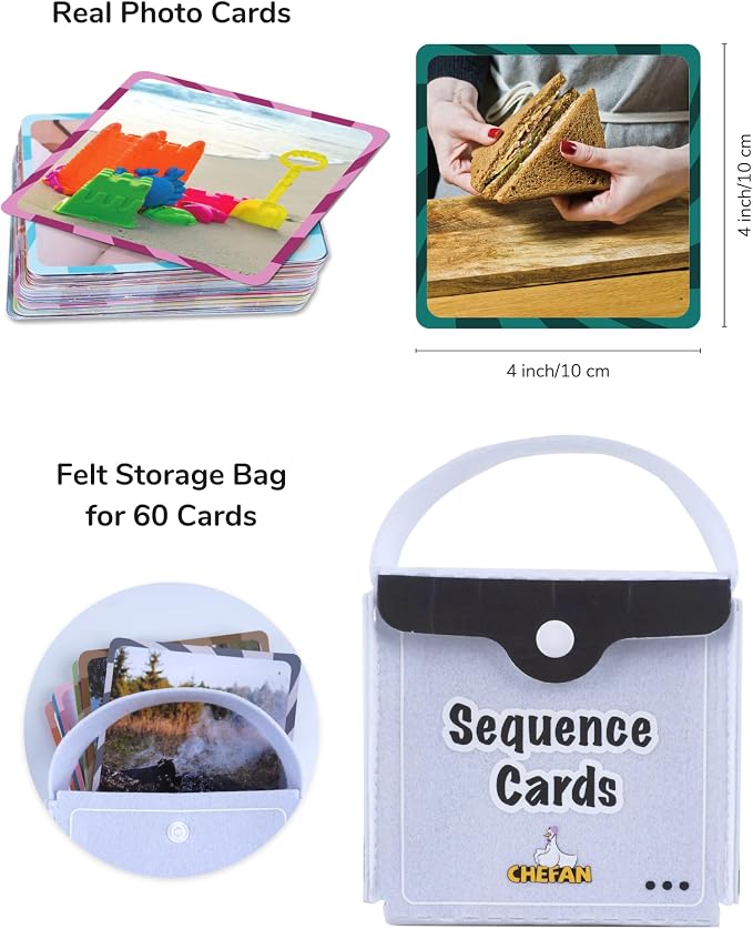 CHEFAN Sequencing Cards, Sequence Game for Kids, Daily Routine for Speech Therapy, Sentence Building for Autism, Special Education, Preschool, Classroom - Image 6