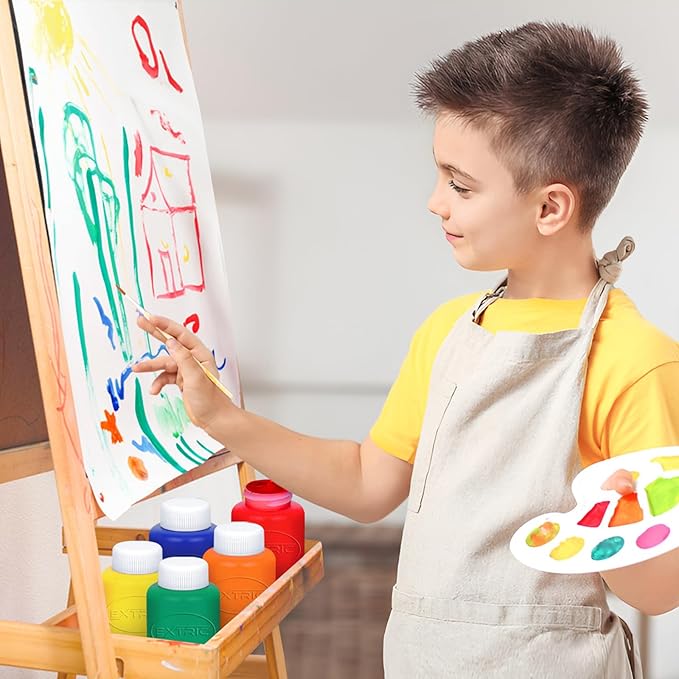EXTRIC Washable Paint for Kids 8 Color, Non-Toxic Tempera Kid Paint 2 oz Bottles, Vibrant Pigments, Easy-Clean Toddler Paints, Kids Painting Set Arts and Crafts Supplies