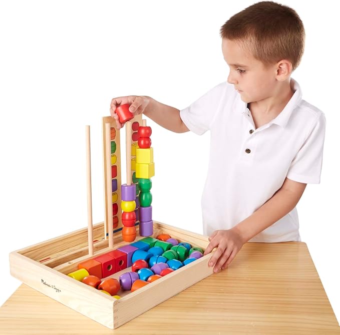 Melissa & Doug Bead Sequencing Set with 46 Wooden Beads and 5 Double-Sided Pattern Boards - Image 3