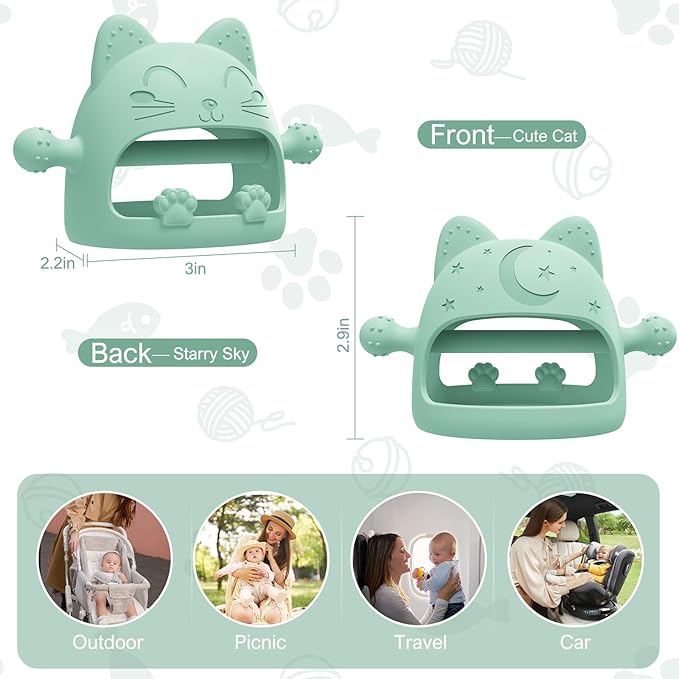 2 Pack Baby Teether Toys - Silicone Chew Toys for 0-6 Months, Never Drop Pacifiers for Teething Relief - Ideal Baby Shower Gifts