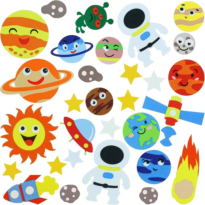 BXI 30 Pcs Universe Felt Board Story Pieces Set for Toddlers, Preschool & Kindergarten, Precut Felt Marine Life Figures for Preschool Crafts Activity Early Learning Storytelling by BXI