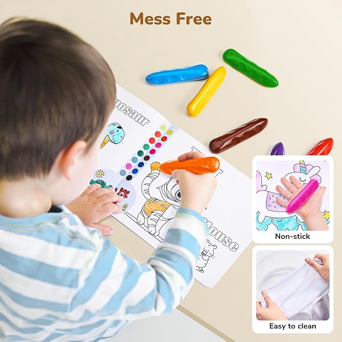 JoyCat 8 Colors Jumbo Crayons for Toddlers 1-3 4 5 6 year old Kid,Easy-Grip,Unbreakable,Non-Toxic,Washable,big,Triangular,fat,thick,toddler Crayons age 1-3,Ideal for Kids with Art Supplies