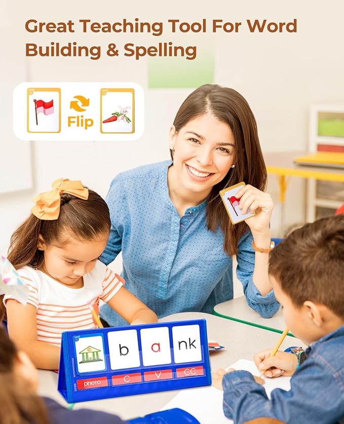 Gamenote CVCC & CCVC Word Builder Pocket Chart, Phonics & Sight Words - Image 3