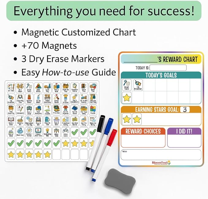 Reward Charts for Toddlers – Magnetic Daily Routine & Behavior Chart for Kids, Positive Reinforcement System for Home & Classroom - Image 3