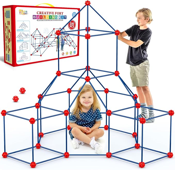 Fort Building Kit for Kids,STEM Construction Toys, Educational Gift for 4 5 6 7 8 9 10 11 12 Years Old Boys and Girls,Ultimate Creative Set for Indoor & Outdoors Activity,200 Pcs,Original by SpringFlower