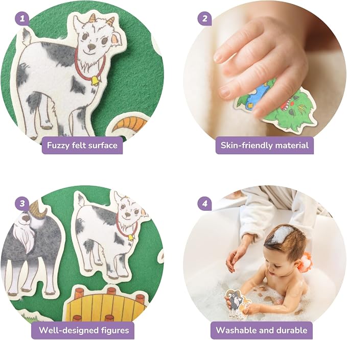 CHEFAN Felt/Flannel Board Story Set of 4, PRECUT Felt Pieces for Preschool Toddlers, Stone Soup, The Three Billy Goats Gruff, Jack and Beanstalk, The Boy Who Cried Wolf - Image 3
