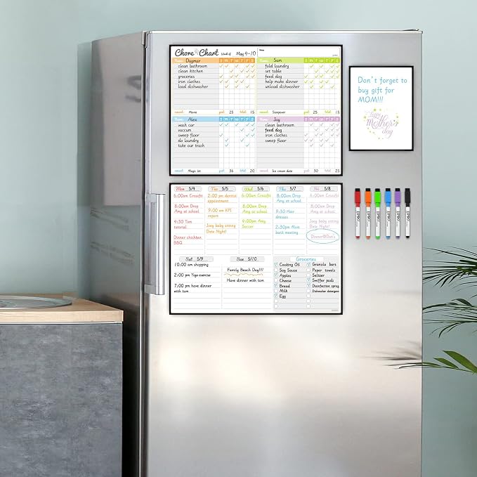 JJPRO Magnetic Dry Erase Chore Chart and Weekly Calendar Set for Fridge-Chore Chart for Multiple Kids,Weekly Planner Board,Family Chore Board for Multiple Kids&Adults,Bonus to-do Whiteboard - Image 6