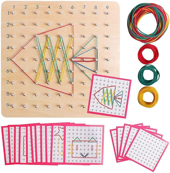 Wooden Geoboards - Montessori STEM Toy with Pattern Cards for Kids Ages 3+ - Image 8