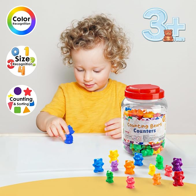 Bmag 120 PCS Counting Bears Math Manipulatives (60 Large & 60 Small Bears in 12 Colors), Color Sorting Toys for Toddlers 3+, Preschool & Kindergarten STEM Learning Educational Toys with Storage Jar - Image 2