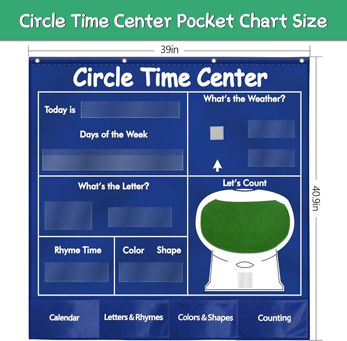 KIKIGOAL Circle Time Center Classroom Pocket Chart Educational Pocket Chart Teaching Materials Learning Calendar Weather Counting Letter Color Shape etc - Image 5