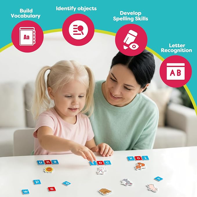 CVC Magnets Word Games,Fridge Magnets for Kids, 129Pcs Magnetic Letters - Image 5
