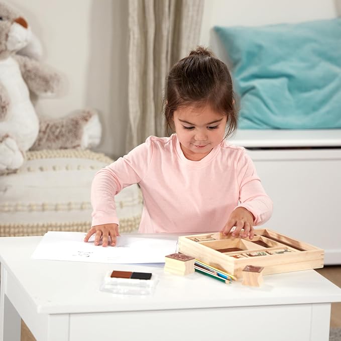 Melissa & Doug Wooden Stamp Activity Set: Horse Stable - 10 Stamps, 5 Colored Pencils, 2-Color Stamp Pad - Image 7