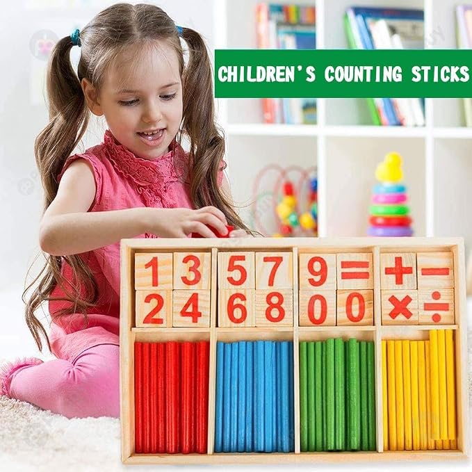 Umbresen Montessori Toys Math Educational Toy - Wooden Intelligence Sticks Number Cards and Counting Rods with Box - Image 9