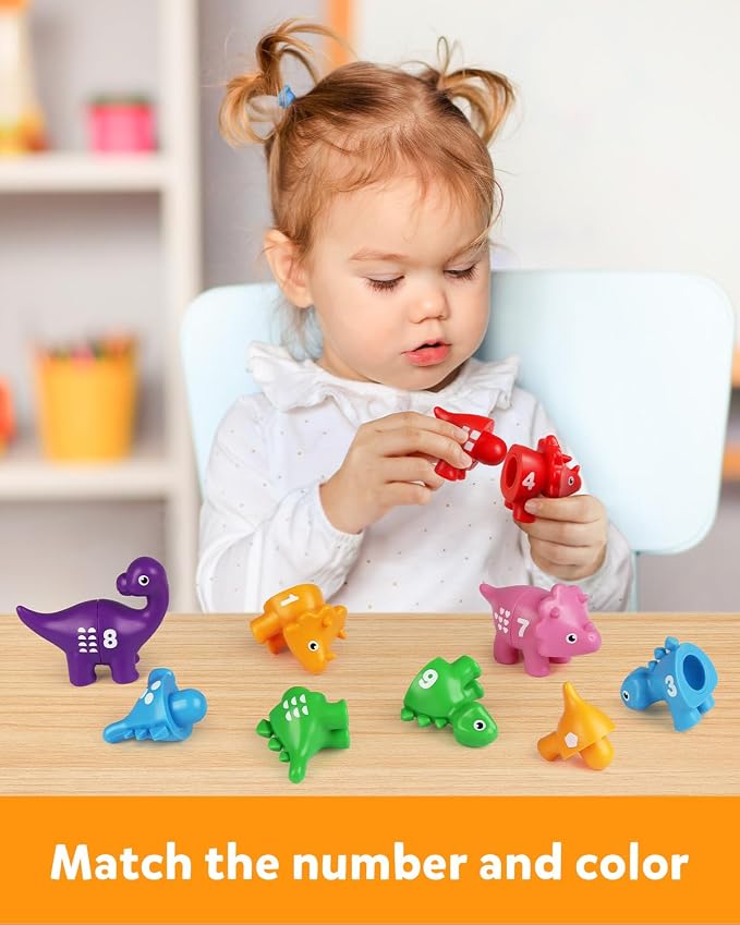 Coogam Numbers Matching Game 10PCS, 123 Counting Dinosaur Toys, Educational Preschool Montessori Fine Motor Skill Mathematics Learning Toys for 2 3 4 Years Old - Image 2