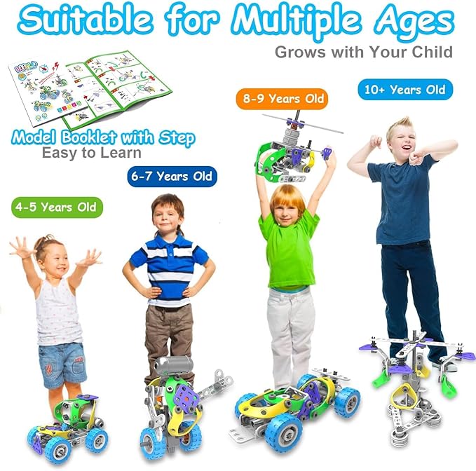 10 in 1 Electric STEM Toys for 5 6 7 8 9+ Year Old Boy Girl Birthday Gifts Educational Building Toys for Kids Ages 4-8 5-7 8-12 Stem Activities Construction Toy for Boys 6-8 8-10 Valentine Idea Gift