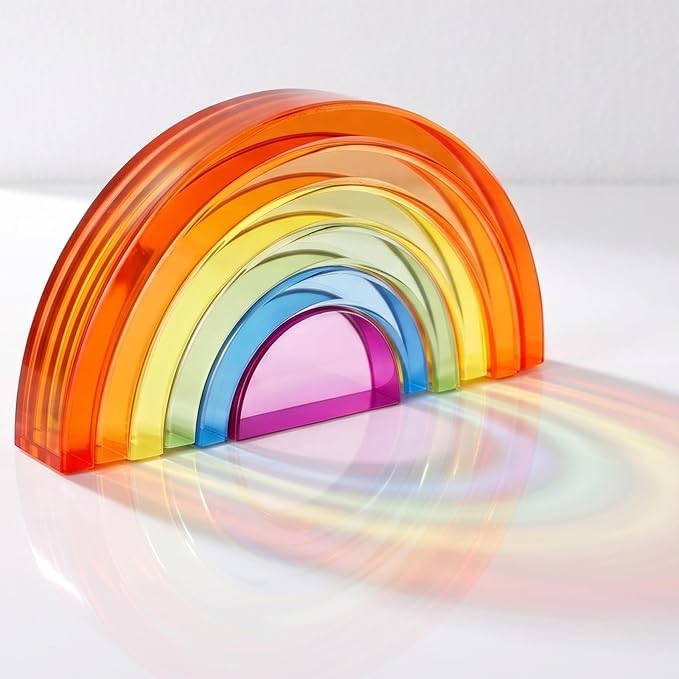 6PCS Acrylic Rainbow Stacker Montessori Sensory Toy for Kids by Jisculo