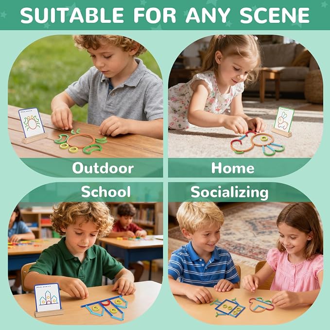 Montessori STEM Puzzle Toy for Kids Ages 3-6 – Wooden Educational Manipulative for Fine Motor Skills, Shape & Color Matching, Creative Building Activity Set for Preschool & Kindergarten - Image 5