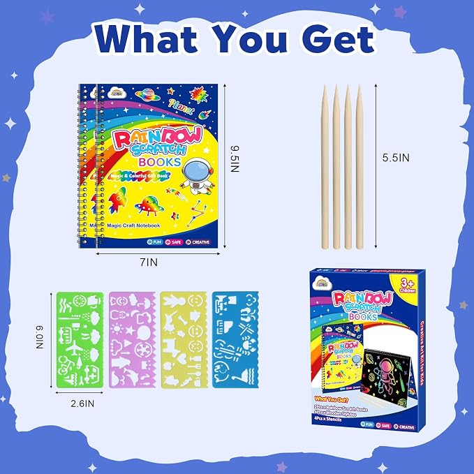 ZMLM Scratch Paper Art-Crafts Gift: 2 Pack Rainbow Notebooks Supplies Toys - Image 7