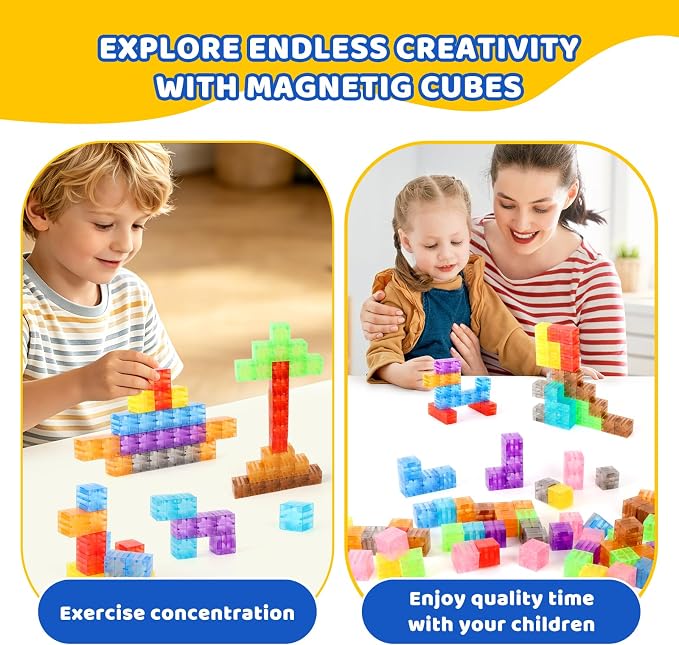 ZHENFINITY 100PCS Colorful Magnetic Building Blocks, STEM Construction Toy - Image 4