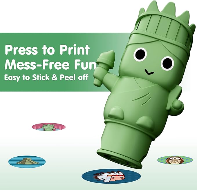 iPlay, iLearn Kids Lady Libert Sticker Stamp Activity Set - 400+ Stickers 18-Page Activity Book, Toddler Creative Mess-Free Educational Travel Toy, Birthday Stocking Gift 3 4 5 6 Year Old Girl Boy