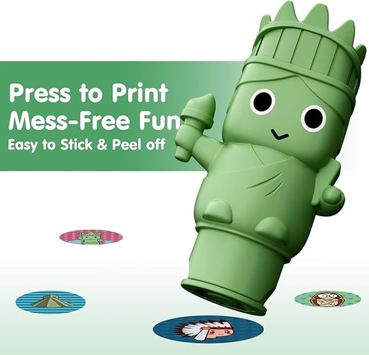 iPlay, iLearn Kids Lady Libert Sticker Stamp Activity Set - 400+ Stickers 18-Page Activity Book, Toddler Creative Mess-Free Educational Travel Toy, Birthday Stocking Gift 3 4 5 6 Year Old Girl Boy