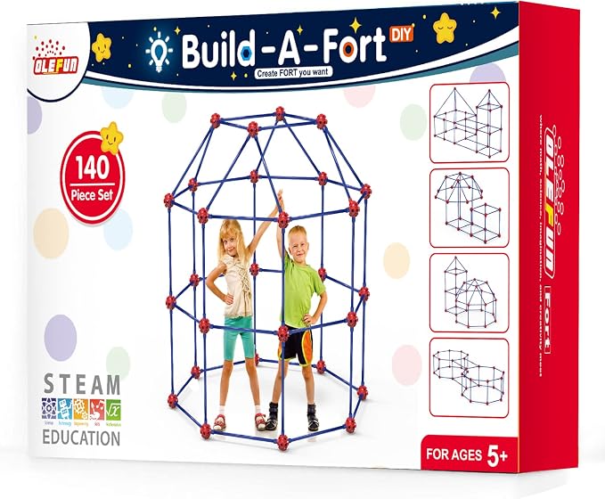 OleFun Fort Building Kit for Kids 4,5,6,7,8+Year Old Boys & Girls, 140 pcs, Creative STEM Building Toys for DIY Castles, Tunnels, Play Tent, Ideal Gift for Aged 5-8 - Image 8
