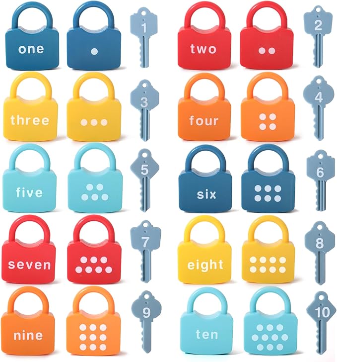 Dinhon Montessori Number Lock Key Toy Learning Game for 3-5 Years Old Kids - Image 2