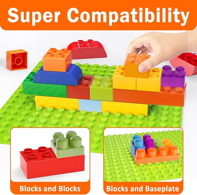 Big Building Blocks for Toddlers Kids Age 2-5, 150 PCS Set with Baseplate - Image 2