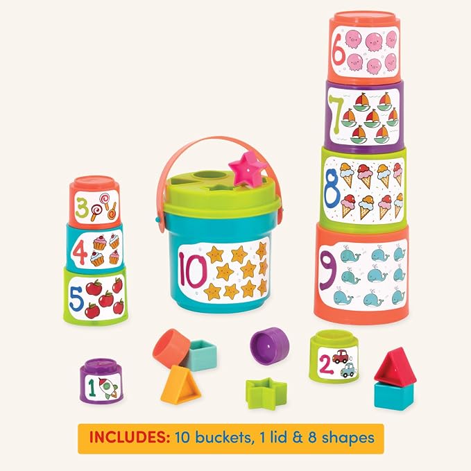 Battat Stacking Cups Shape Sorter, Sort & Stack Nesting Cups Set, Toddler - Image 5