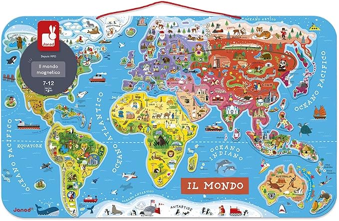 Janod J05513 Italian Version Magnetic World Map Puzzle - Image 8