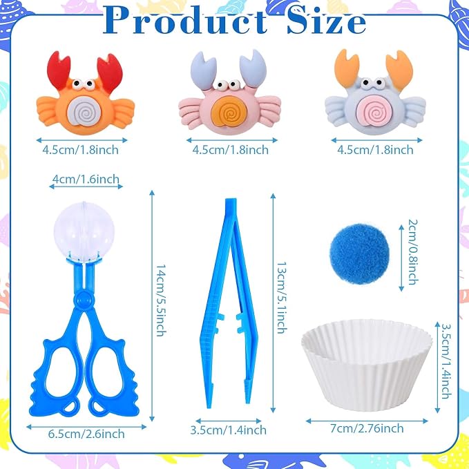 Sanixin 168 Pcs Ocean Sensory Bin Fillers Sea Animal Fine Motor Skills Summer Sensory Bin Item Pompoms Cups Tweezers Scissor Clips for Preschool Education Activities Sorting Counting (Sea) - Image 3