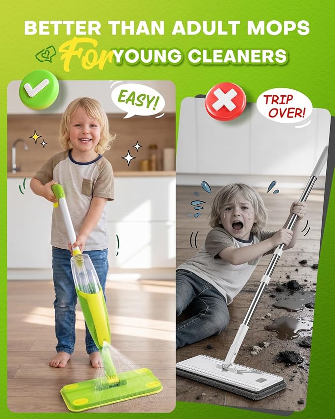 Toddler Spray Mop-Montessori Toys Mini Size Cleaning Mini Mop that Really Spray -Kid Pretend Play Toys Gift for Toddlers Girls Boys - Image 4
