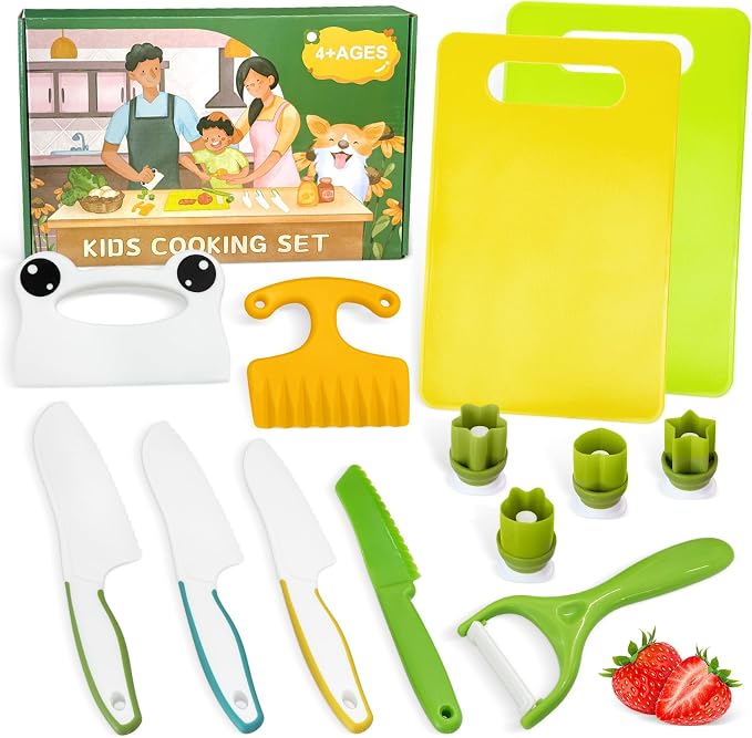 13 Pcs Kids Knife Set for Real Cooking Safe Kitchen Tools for Ages 4+ by Chanking