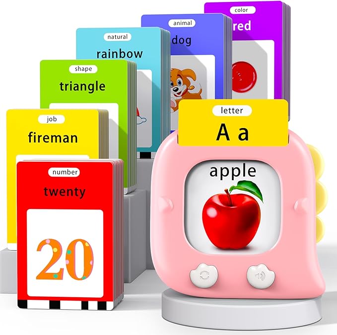 Kidzdo 520 Sight Word Talking Flash Cards, Christmas Birthday Gifts for 2 3 4 5 6 Year Old Girls, ABCs Early Education Learning Toys, Autism Sensory Toys for Autistic Toddlers Ages 2-6, Pink