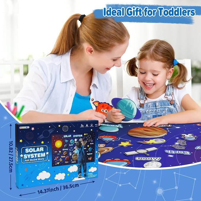 OKOOKO 41Pcs Felt Story Board Set, 43x29inch Solar System Felt Board Set - Image 4