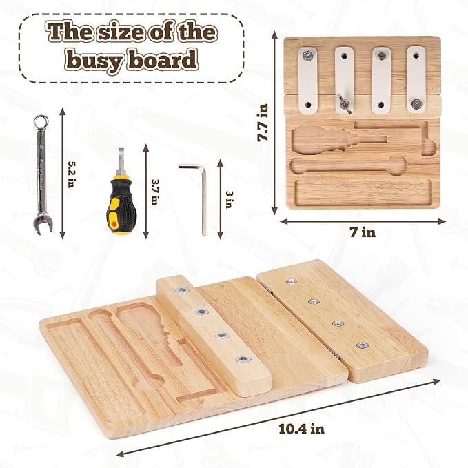 Busy Board,Montessori Screwdriver Board for Kids,Montessori Fine Motor Skills Toy, Screwd Tool Set, Sensory Toy for Toddlers,Educational Activity Set for Educational Preschool Gift for Boys - Image 6