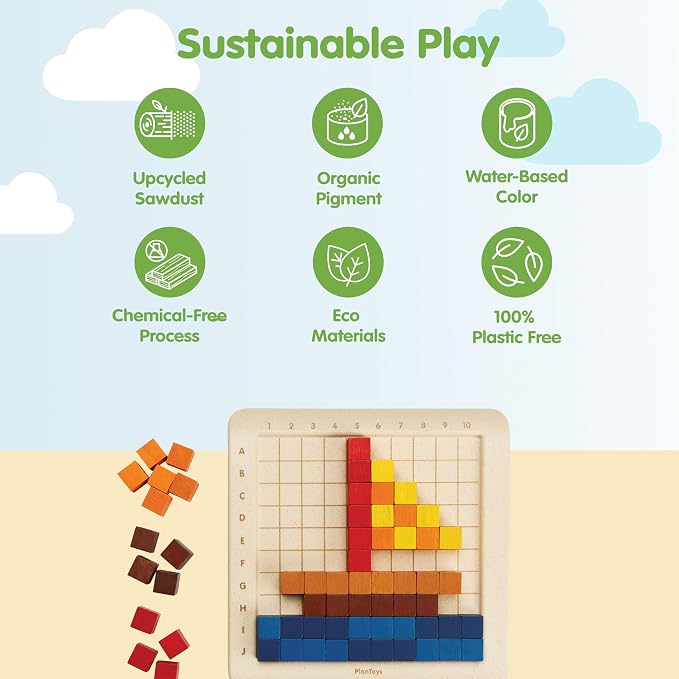 PlanToys® 100 Counting Cubes Wooden Montessori Math & Sorting Set for Kids - Image 3