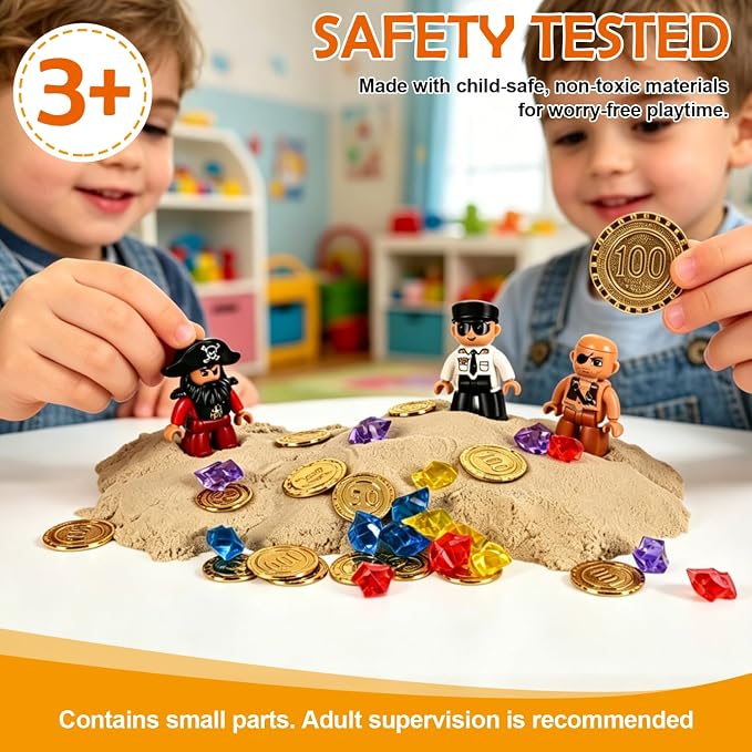 Pirate Treasure Chest Sensory Bin for Kids with Sensory Sand - Image 5